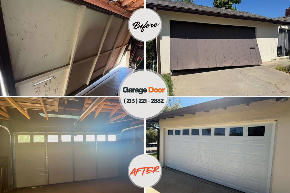 Before and after: garage door repair Westhampton Beach, NY
